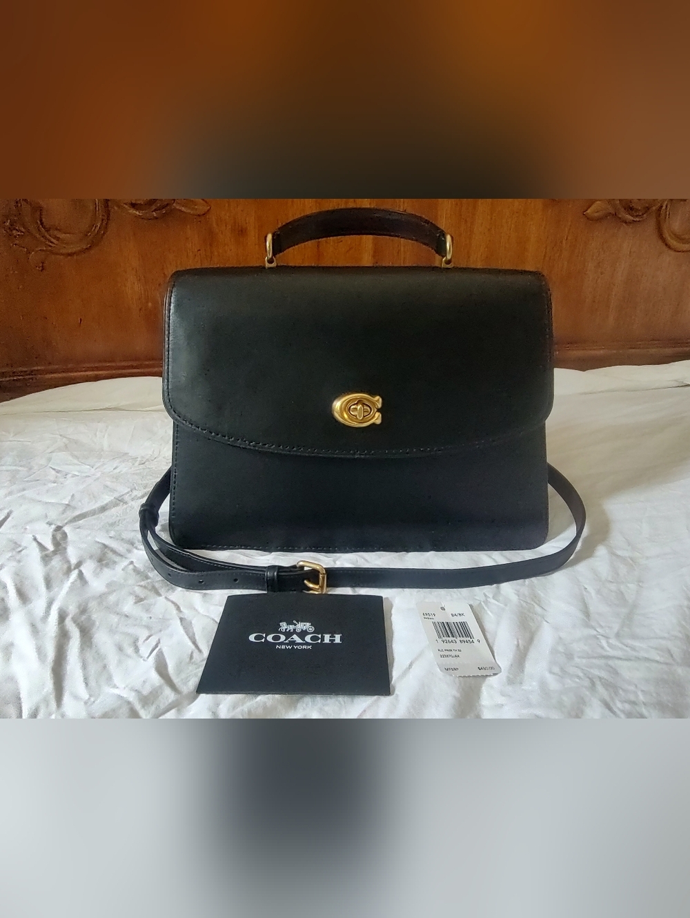 Coach Black Leather Top Handle Satchel Gold Turnlock 69519 Parker
